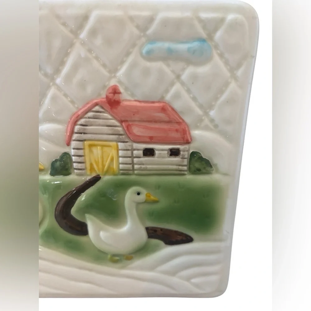 Vintage otagiri geese farm setting ceramic potholder